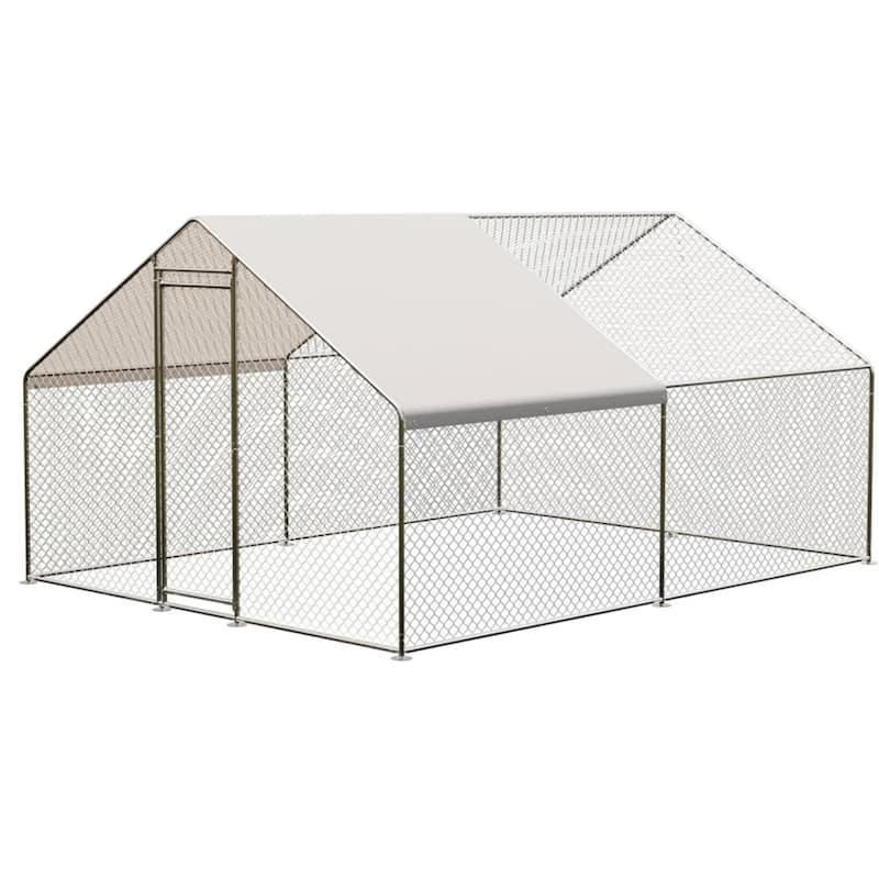 Large Metal Chicken CoopWalk-in Poultry Cage - 9.8*13.1*6.6FT