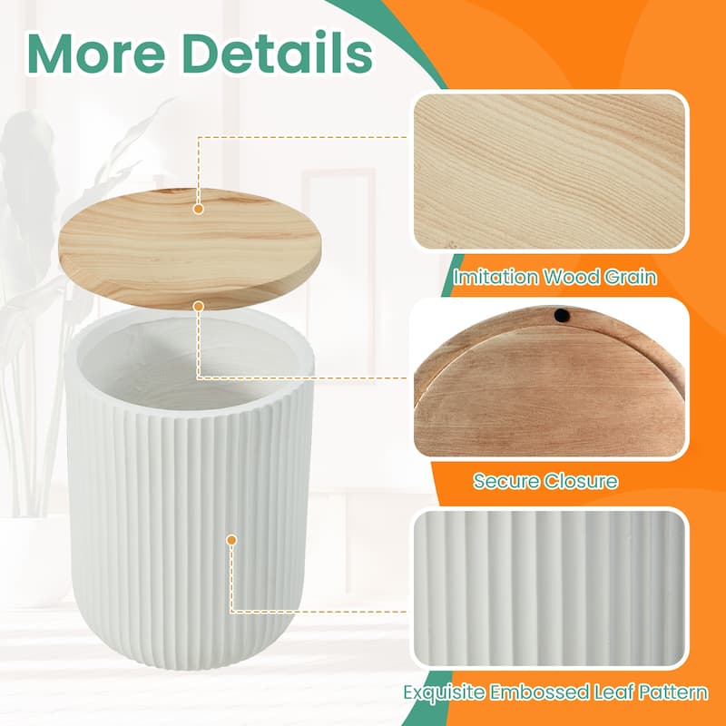 EROMMY Outdoor Side Table with Storage, Round Accent Table for Indoor and Outdoor Use, Rustic Side Table with Storage