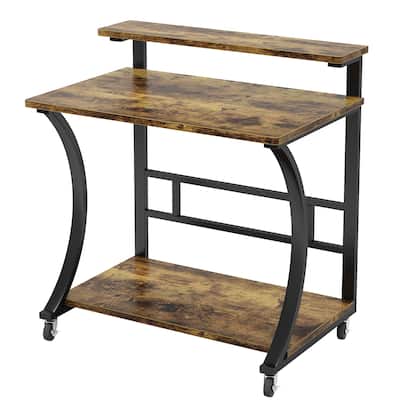 Industrial Farmhouse 2-Tier Mobile End Table - Locking Casters