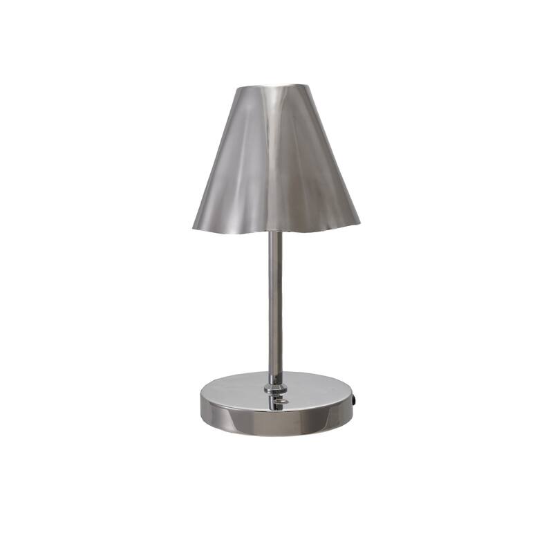 Metal LED Rechargeable Table Lamp with Touch Sensor, Silver Finish - 5.9"L x 5.3"W x 11.0"H - Silver Finish