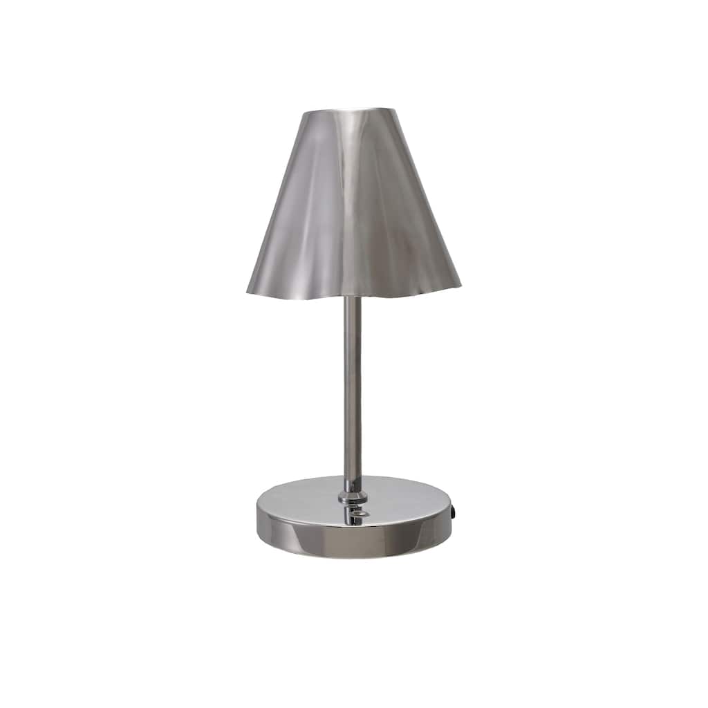 Metal LED Rechargeable Table Lamp with Touch Sensor, Silver Finish - 5.9"L x 5.3"W x 11.0"H