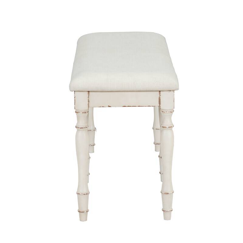 Vintage 50.4" Upholstered Bench with 6 Solid Wood Legs