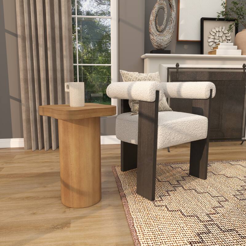 Black or Brown Wood Pedestal Side End Accent Table with Rounded Square Top