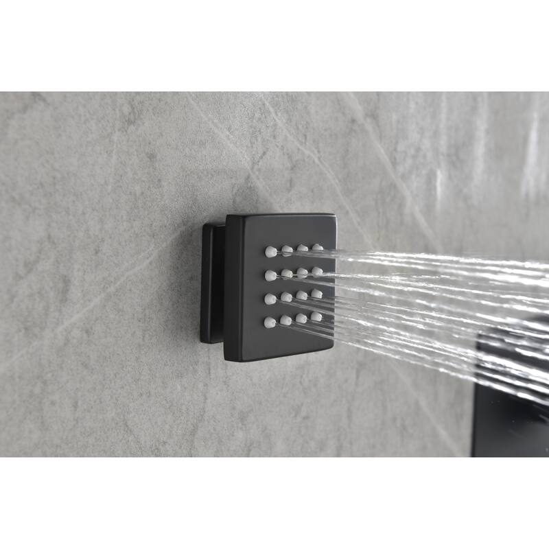 Wall mounted shower system with 6 body sprays and hand shower