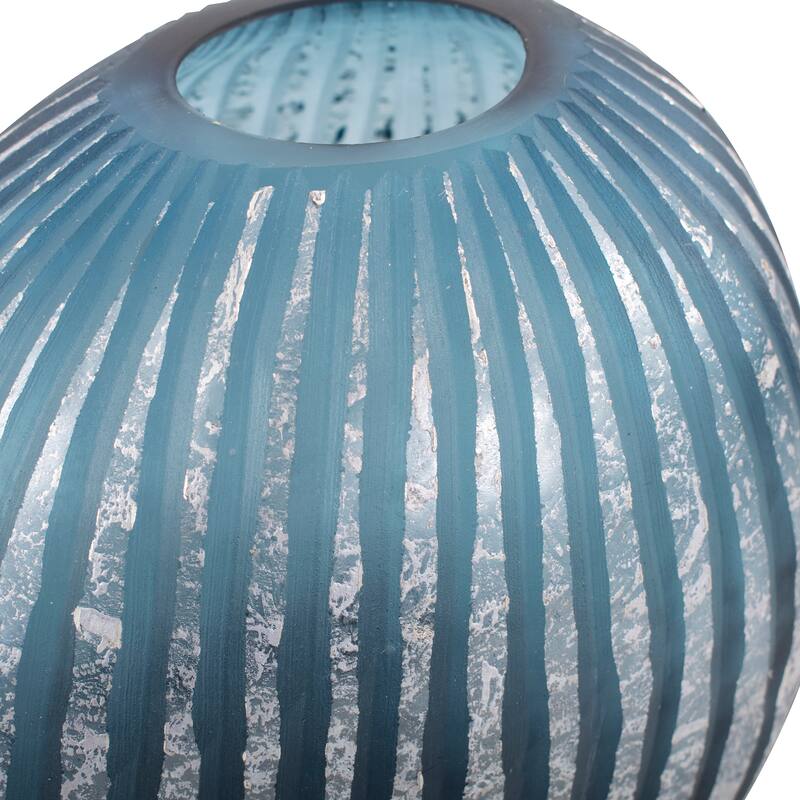 Allan Andrews Contemporary Asymmetrical Matte Blue & Silver Glass Vase Collection