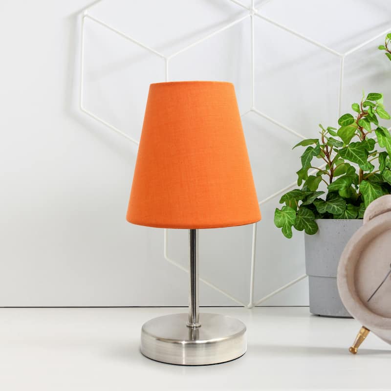 Stick Table Desk Lamp with Orange Tapered Shade - 10.5" - Sand Nickel