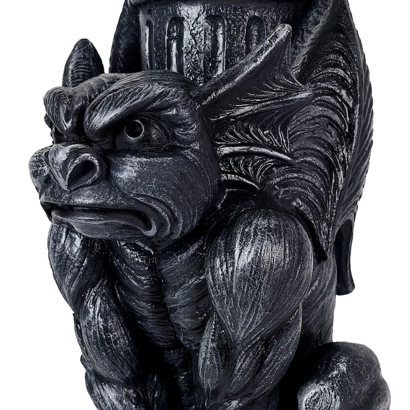 Gothic Guardian Gargoyle Led Solar Light Garden Statue - 20 X 7.5 X 5.75 inches