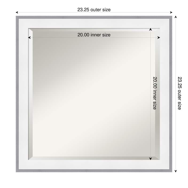 Maya Beveled Framed Bathroom Vanity Wall Mirror - 23 x 23 in - Maya White Silver