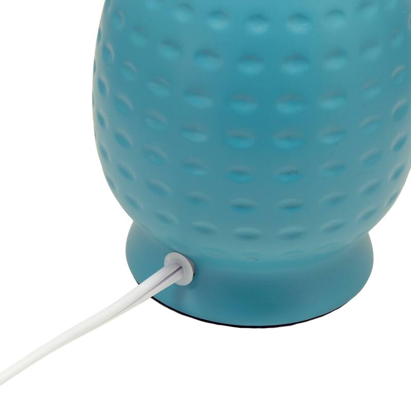 Petite Dimpled Ceramic Table Lamp with Tapered Shade - 12.5" - Teal Blue