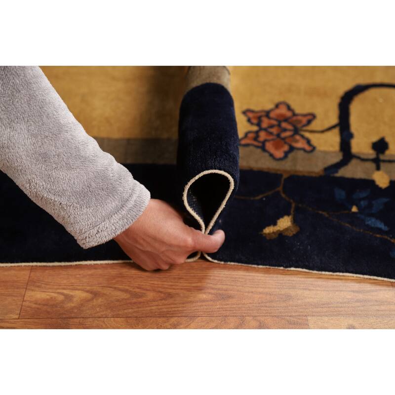 Vegetable Dye Art Deco Chinese Vintage Rug Hand-Knotted Wool Carpet - 6'0"x 11'8"