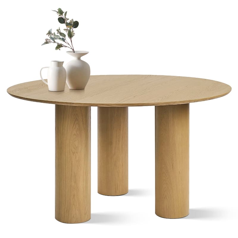 3 Legged 52" Solid Oak Round Dining Table