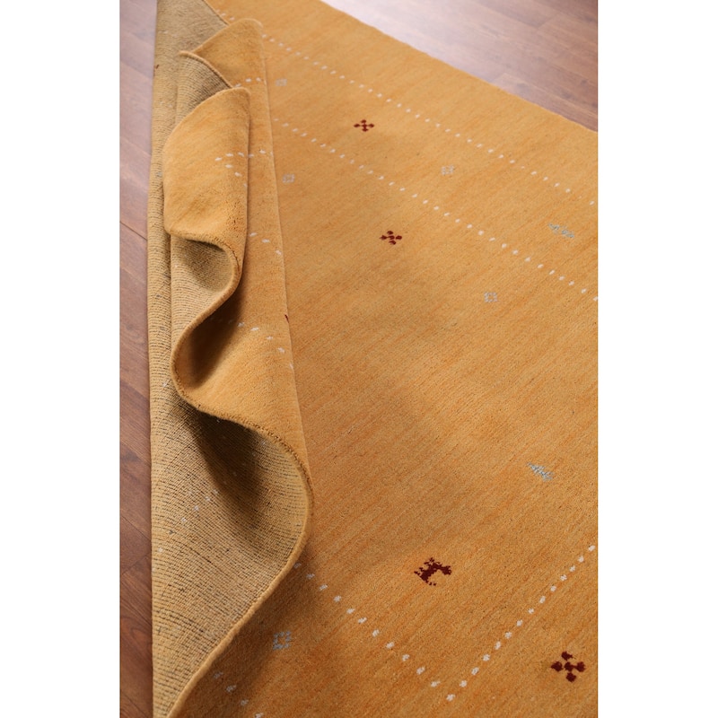 Gold Animals Gabbeh Indian Rug Handmade Wool Carpet - 4'8" x 6'3"