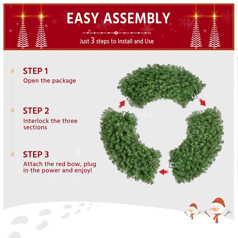 Yaheetech 60in Pre-lit Christmas Wreath Holiday Decoration with 300 LED Lights & 1026 Tips - 5ft