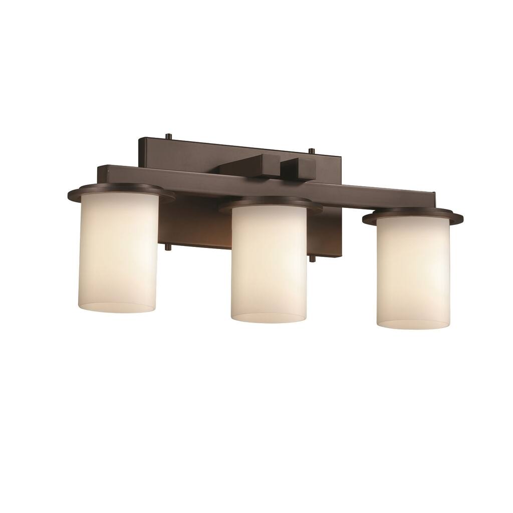 Justice Design Fusion Dakota 3-light Dark Bronze Bath Bar, Opal Cylinder - Flat Rim Shade