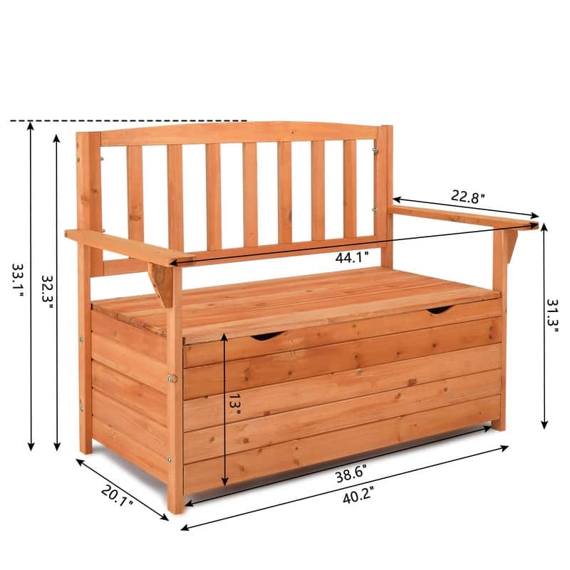 40gal Wood Outdoor Storage Bench