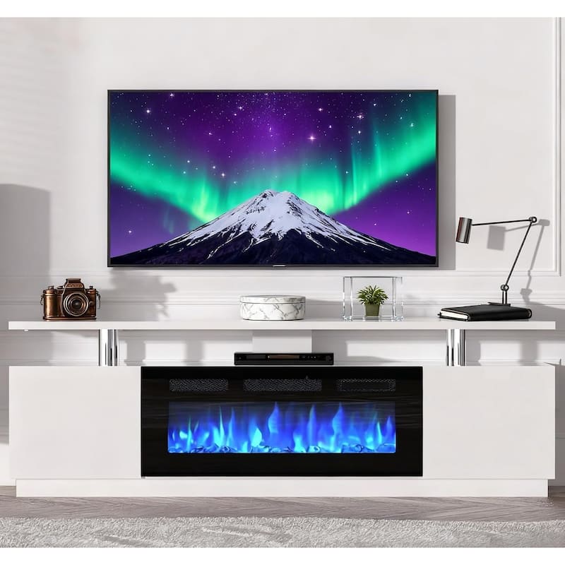 59 inch TV Stand & 24 inch 3 Sided Glass Electric Fireplace