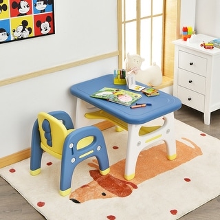Gymax Kids Dinosaur Table and Chair Set Activity Study Desk w/