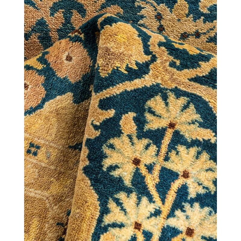 Ottoman, One-of-a-Kind Hand-Knotted Area Rug - Blue, 2' 7" x 10' 4" - 2' 7" x 10' 4"