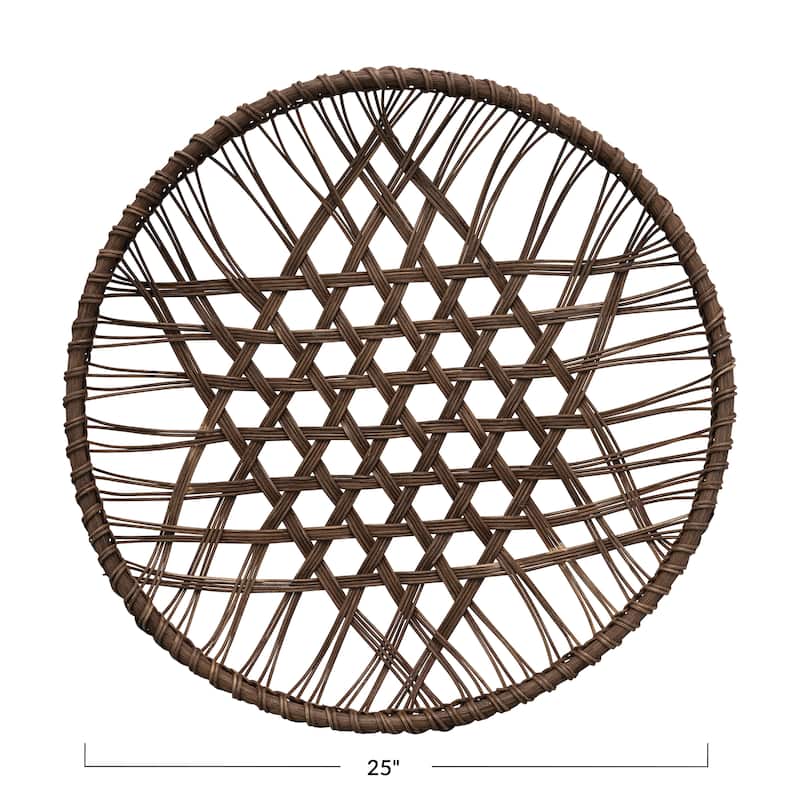 Hand-Woven Rattan Open Weave Basket - 100% Rattan