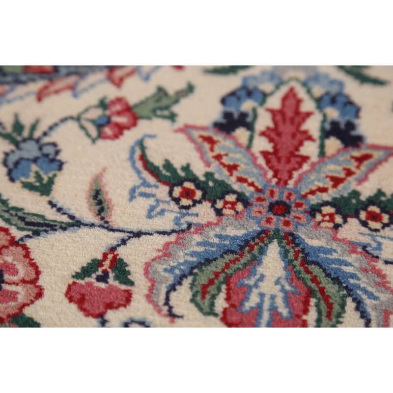 Ivory Floral Aubusson Foyer Rug Hand-Knotted Wool Carpet - 3'1"x 5'0"