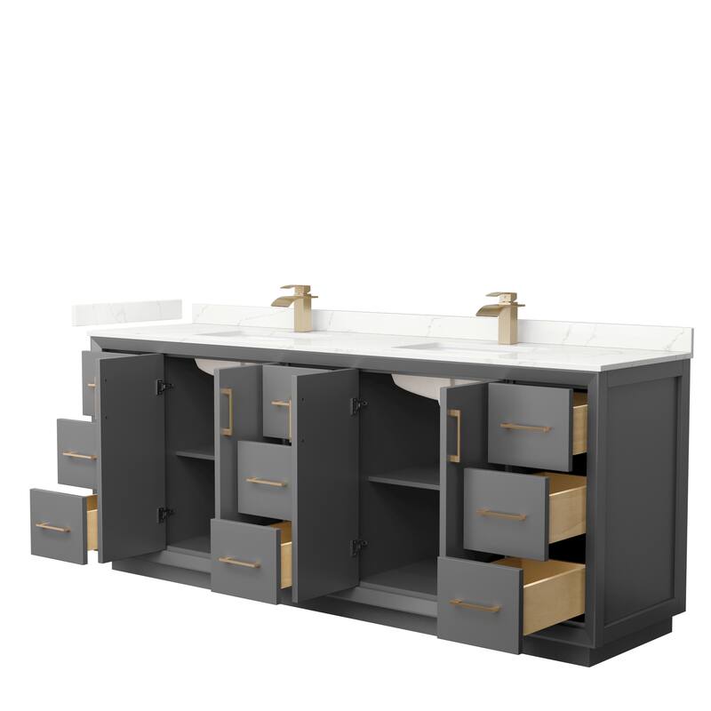Strada 84-inch Double Vanity, Quartz Top