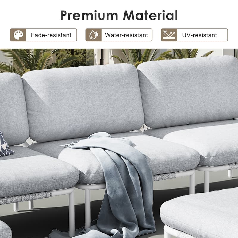 Outdoor Cushioned Sectional Sofa Chat Set Patio Conversation Seating Set