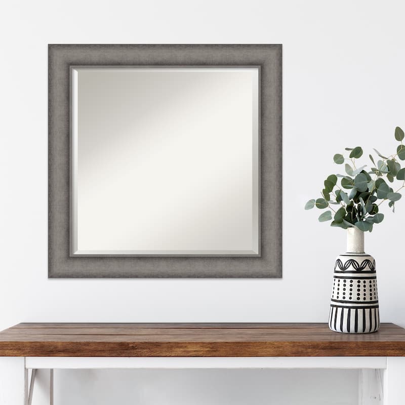Burnished Concrete Beveled Wood Framed Wall Mirror - Burnished Concrete