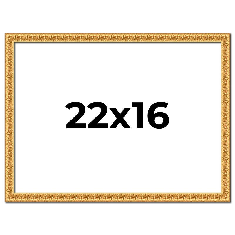 22x16 Frame Gold Real Wood Picture Frame Width 1 inches | Interior