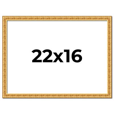 22x16 Frame Gold Real Wood Picture Frame Width 1 inches | Interior