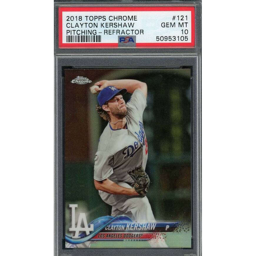 Clayton Kershaw 2018 Topps Chrome Refractor Card #121 Graded PSA 10 - 8'6" x 11'6"