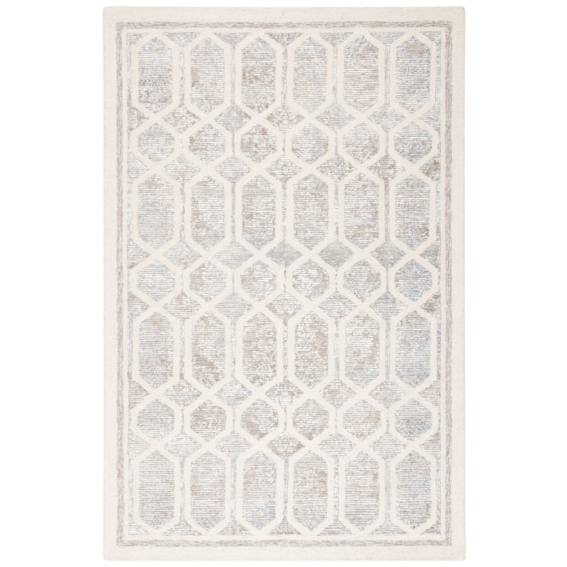 SAFAVIEH, Handmade Artistry Poulia Geometric Wool Rug - 6' x 9' - Ivory/Beige