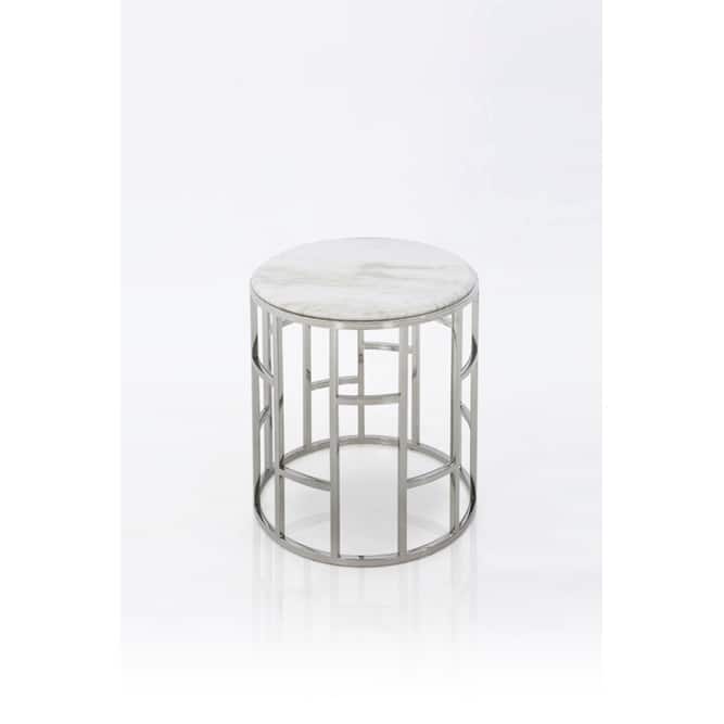 Modrest Silvan Modern Marble & Stainless Steel End Table