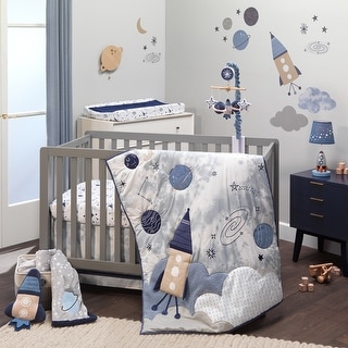 Lambs & Ivy Sky Rocket 5-Piece Blue Galaxy/Space Nursery Baby Crib ...