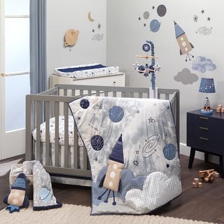 Lambs & Ivy Sky Rocket 5-piece Blue Galaxy Space Nursery Baby Crib 