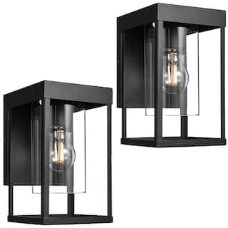 Outdoor Black Exterior Wall Lantern Sconce Light with Clear Glass 2-Pack - 9.06"H