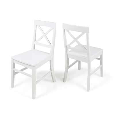 Acacia Wooden Dining Chair X-Shaped Back Accent Chair Set of 2