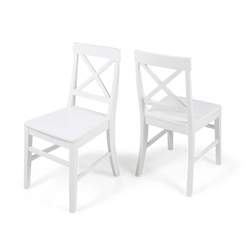Mid-Century Modern Acacia Wood Dining Chairs Black (Set of 2)