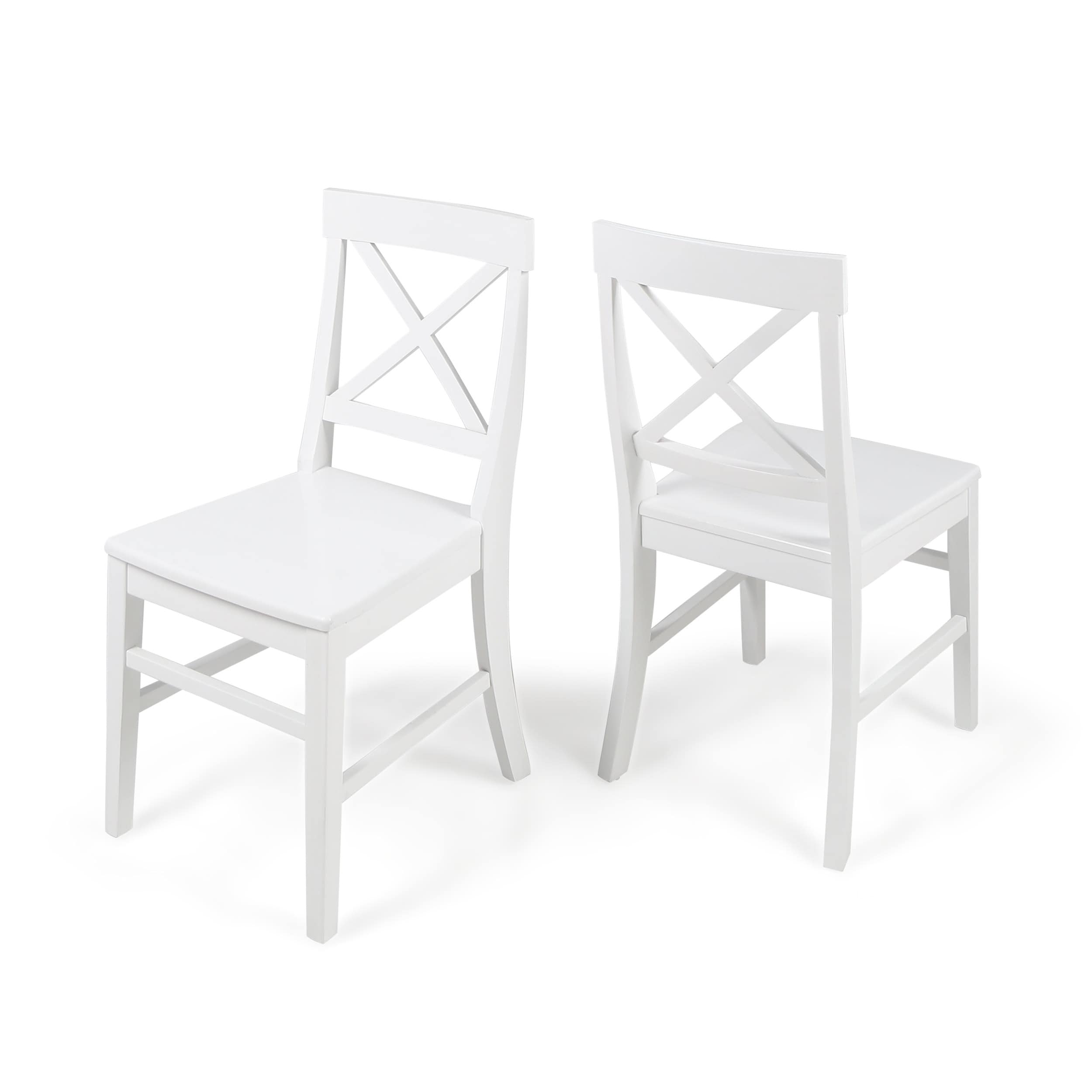 White Acacia Wood Dining Chairs Set of 2 for a Farmhouse Style