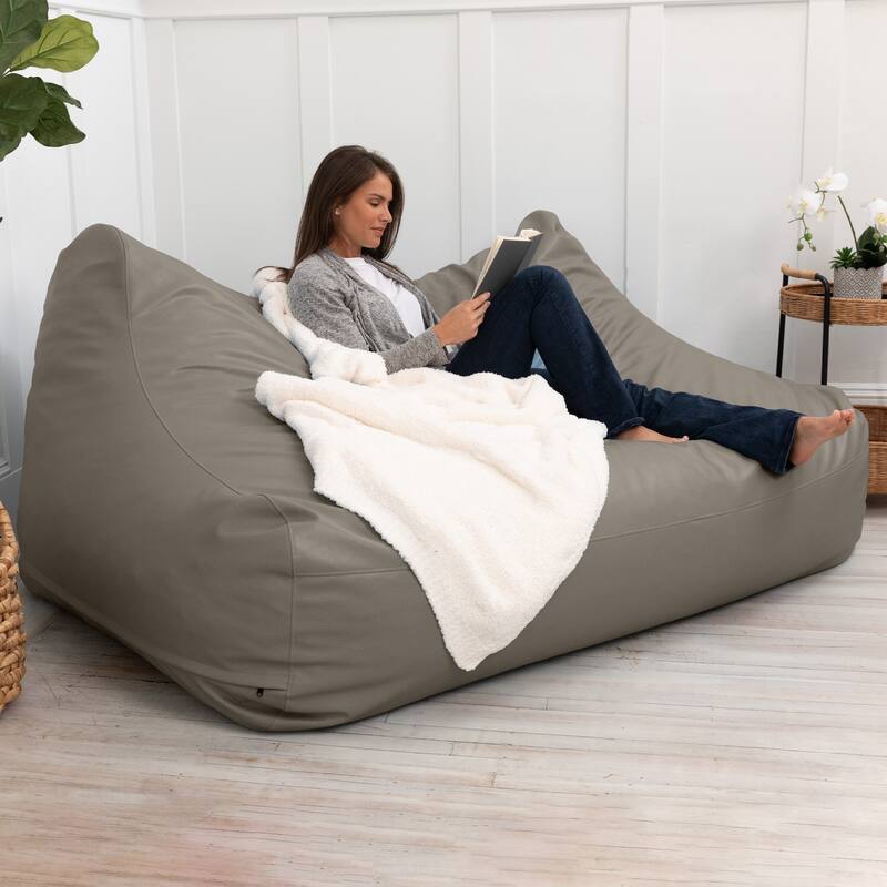 Atrium Collection Lozia Loveseat - Large Bean Bag Sofa for Home Theaters, Offices, Schools & Receptions - Faux Leather - N/A