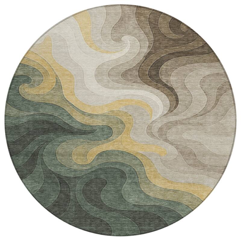 Machine Washable Indoor/ Outdoor Modern Dejuan Chantille Rug