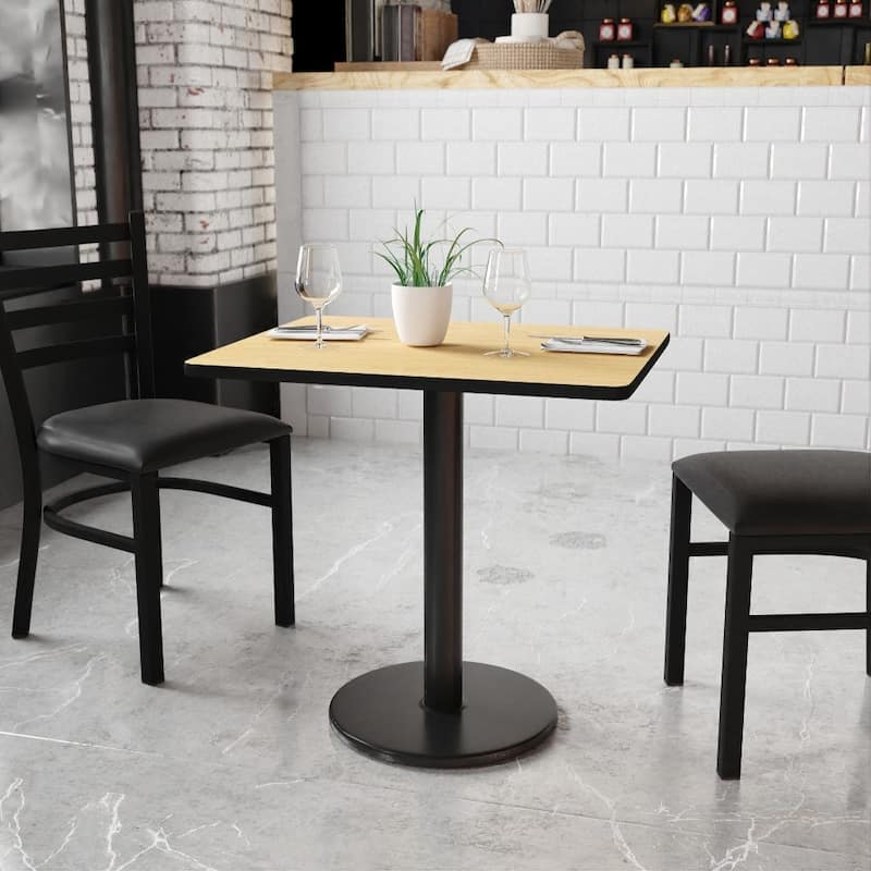 24'' x 30'' Rectangular Laminate Table Top with 18'' Round Table Height Base - 24"W x 30"D x 31.125"H - Natural