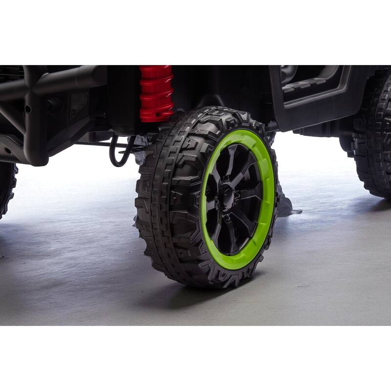 24V 2-Seater Kids Ride On Dump Truck with Remote, 4WD 6-Wheel UTV Car with Electric Dump Bed, LED Lights & Music