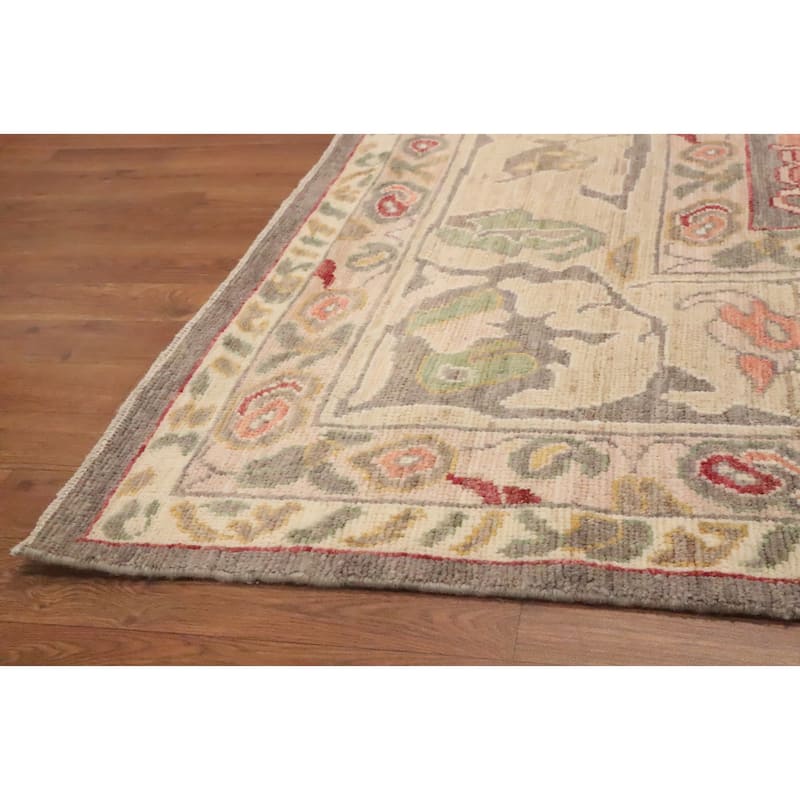 Hand Knotted Oriental 100% Wool Carpet Transitional All-Over Greys & Charcoal Oushak Area Rug - 13' 11'' X 10' 6''