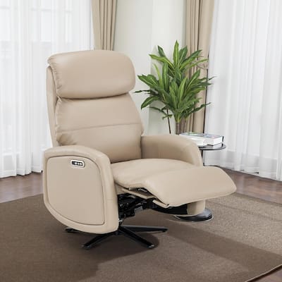 MCombo Dual Motor Power Recliner Chair for Adults, Modern Faux Leather Electric Swivel Recliner with USB Charging