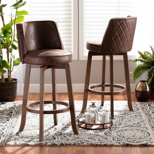 Adams Transitional Upholstered and Walnut Wood 2-PC Bar Stool Set. Opens flyout.