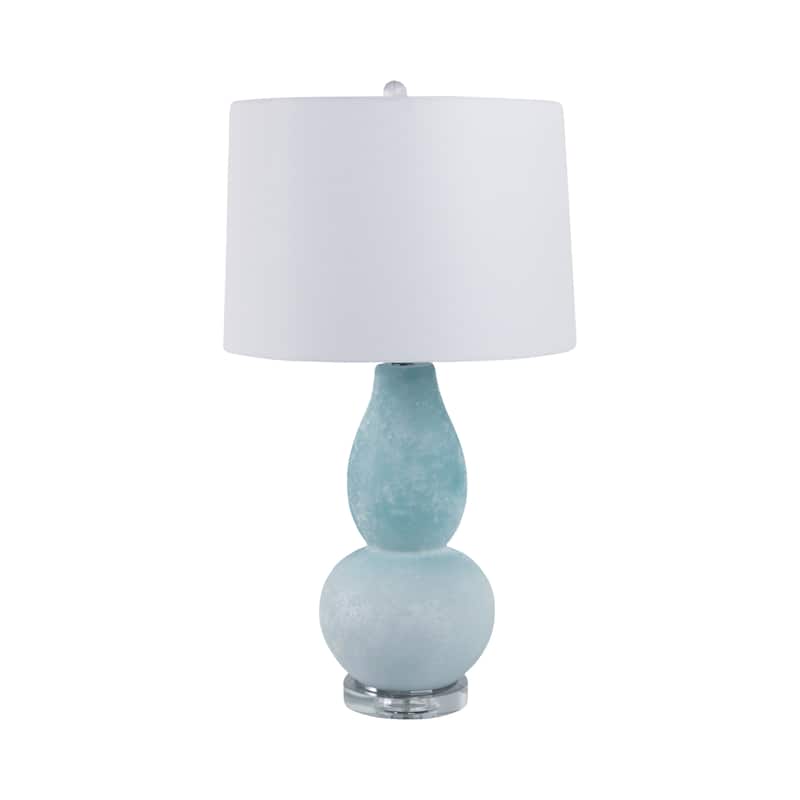 Glass Table Lamp with Crystal Base Ideal for Home Office - 29" Blue - 16" x 16" x 29" - 16" x 16" x 29" - Blue