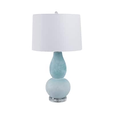 Glass Table Lamp with Crystal Base Ideal for Home Office - 29" Blue - 16" x 16" x 29"