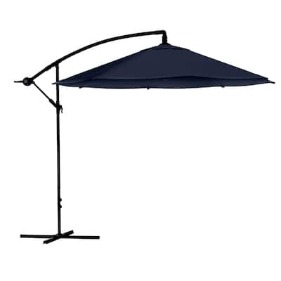 10ft Offset Patio Umbrella - 8ft Tall Hanging Cantilever Umbrella - Fade-Resistant Shade Umbrella by Pure Garden (Navy Blue)