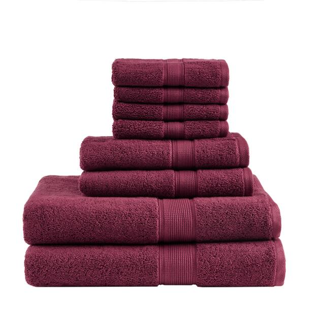 Madison Park Signature Cotton 8-piece Antimicrobial Towel Set - Burgundy