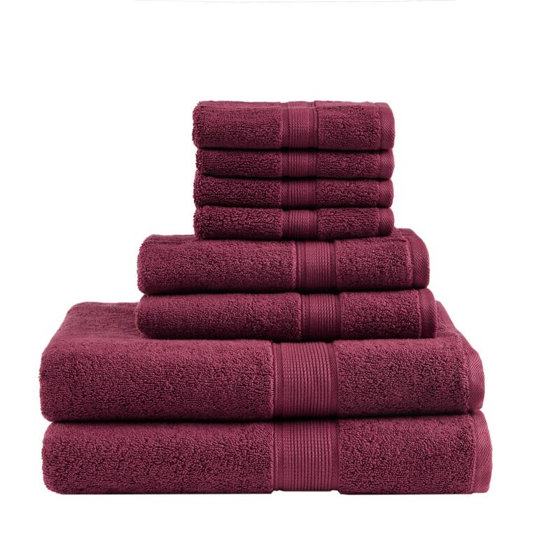 Madison Park Signature Cotton 8-piece Antimicrobial Towel Set - Burgundy